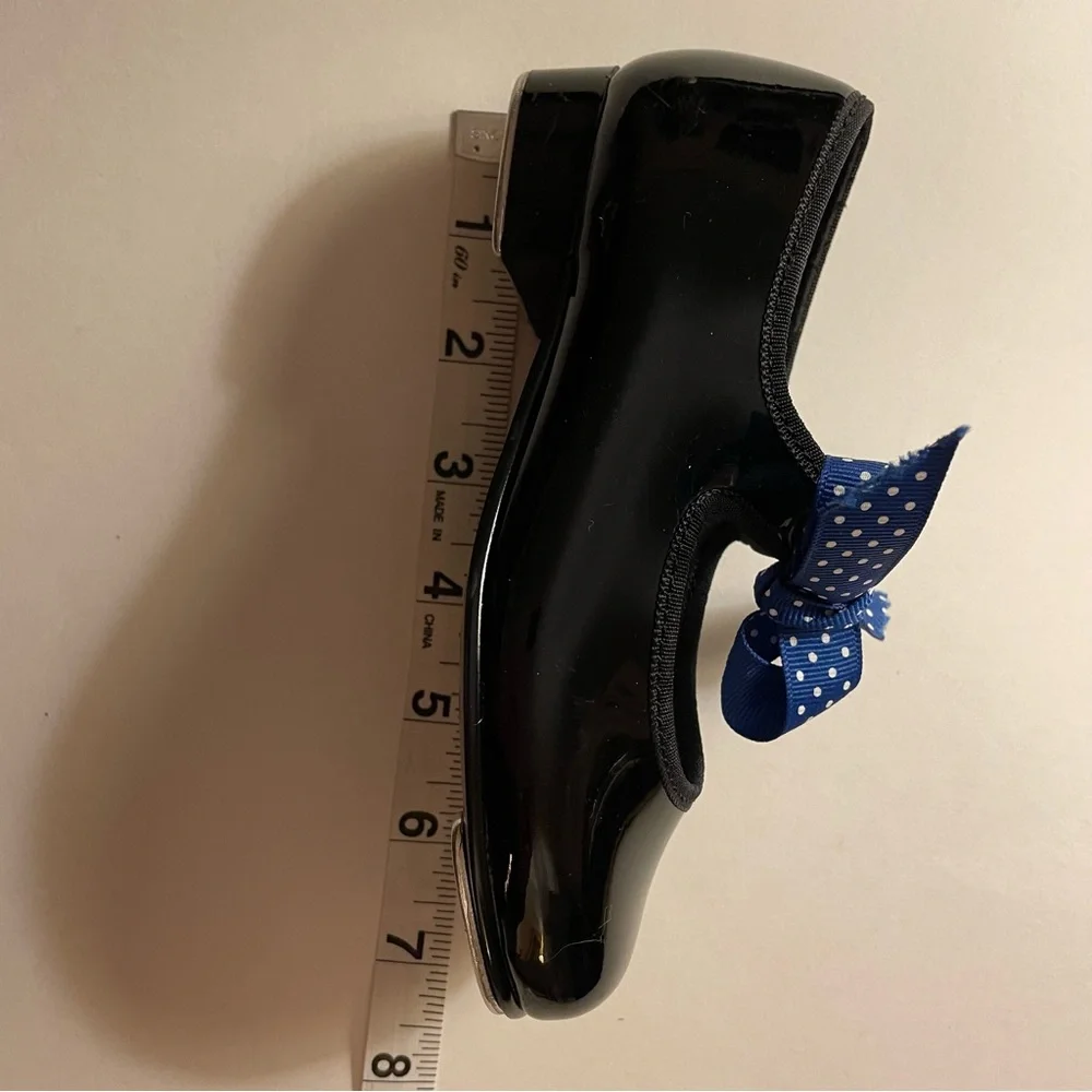 Spotlights Black Patent Tap Shoes w/ Polka Dot Bows - Size 9.5T